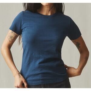 American Giant Women's Premium Slub Crew Tee Marine Navy Blue Small Tshirt